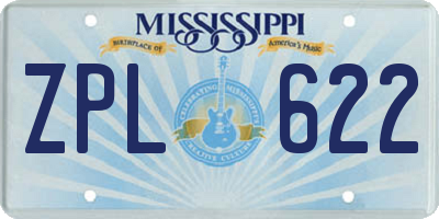 MS license plate ZPL622