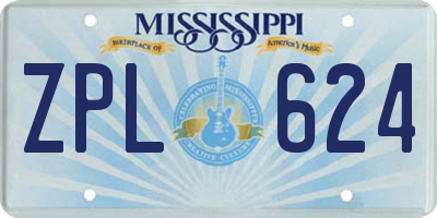 MS license plate ZPL624