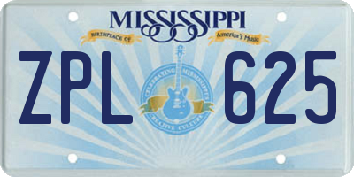 MS license plate ZPL625