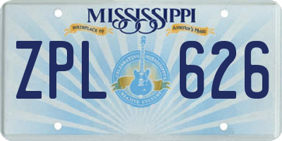 MS license plate ZPL626