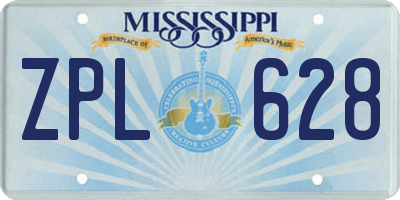 MS license plate ZPL628