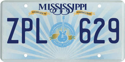 MS license plate ZPL629