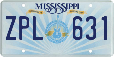 MS license plate ZPL631