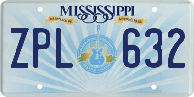 MS license plate ZPL632