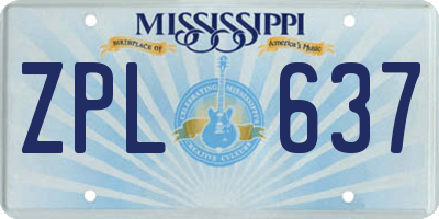 MS license plate ZPL637