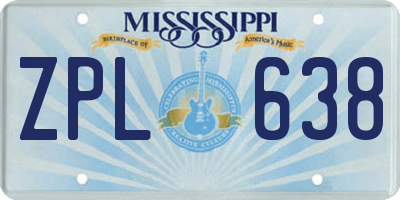 MS license plate ZPL638