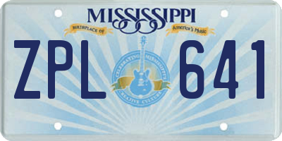 MS license plate ZPL641