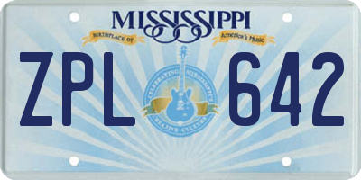 MS license plate ZPL642
