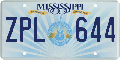 MS license plate ZPL644