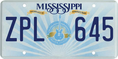 MS license plate ZPL645