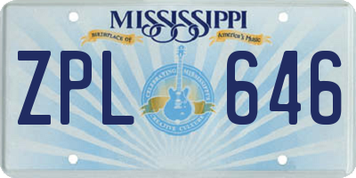 MS license plate ZPL646