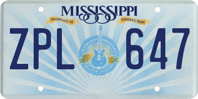 MS license plate ZPL647