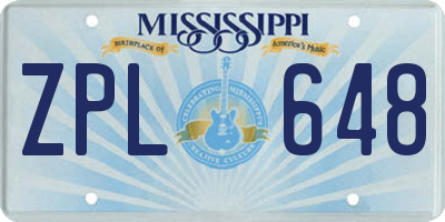 MS license plate ZPL648
