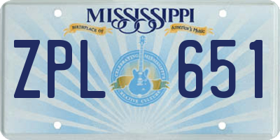 MS license plate ZPL651