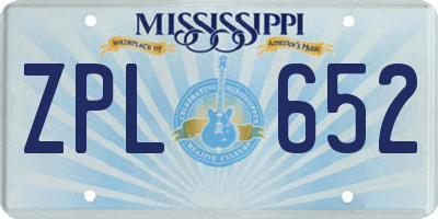 MS license plate ZPL652