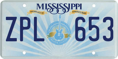 MS license plate ZPL653