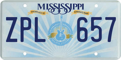 MS license plate ZPL657