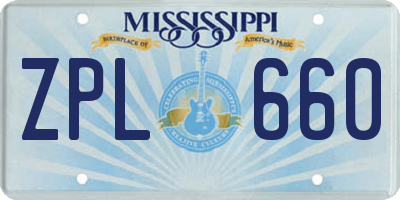 MS license plate ZPL660