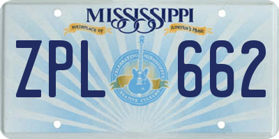 MS license plate ZPL662