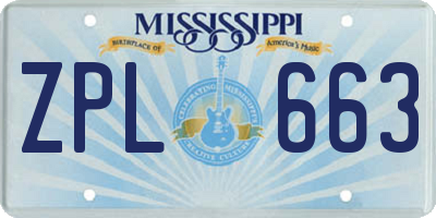 MS license plate ZPL663