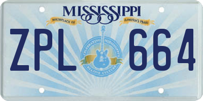 MS license plate ZPL664