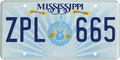 MS license plate ZPL665