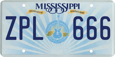 MS license plate ZPL666