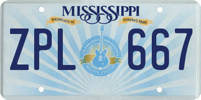 MS license plate ZPL667