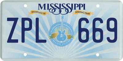 MS license plate ZPL669