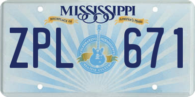MS license plate ZPL671