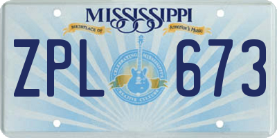 MS license plate ZPL673