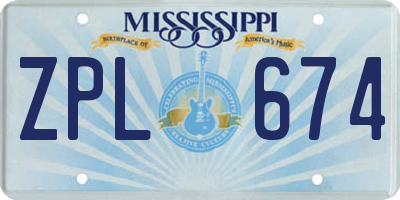 MS license plate ZPL674