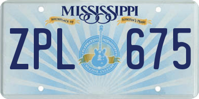 MS license plate ZPL675
