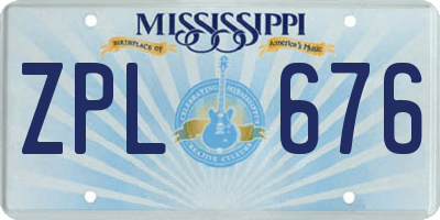 MS license plate ZPL676