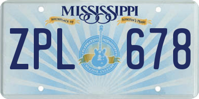MS license plate ZPL678