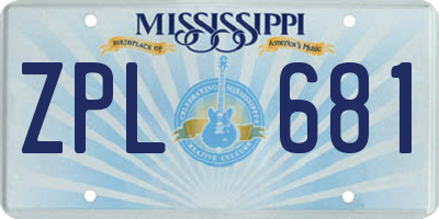 MS license plate ZPL681