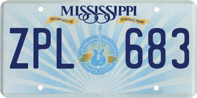 MS license plate ZPL683