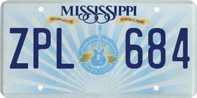 MS license plate ZPL684