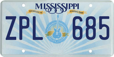 MS license plate ZPL685