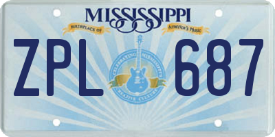 MS license plate ZPL687