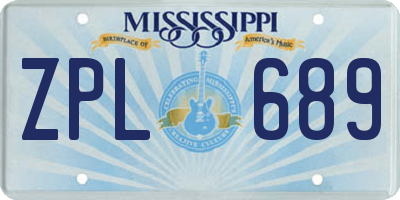 MS license plate ZPL689