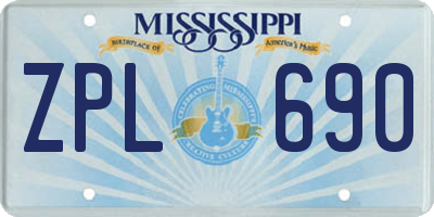 MS license plate ZPL690