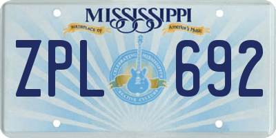 MS license plate ZPL692