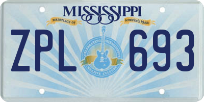 MS license plate ZPL693