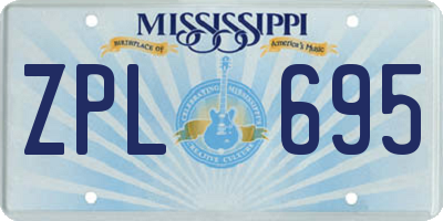 MS license plate ZPL695