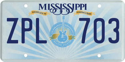 MS license plate ZPL703