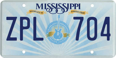 MS license plate ZPL704