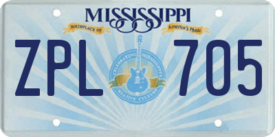 MS license plate ZPL705