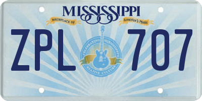 MS license plate ZPL707