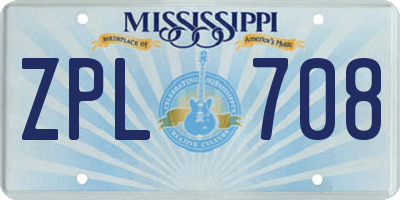 MS license plate ZPL708